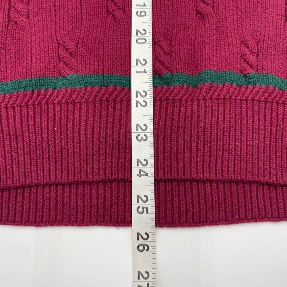 Vintage Gant Hand Framed Maroon Cable Knit V-Neck Sweater Size Medium Adult 90s